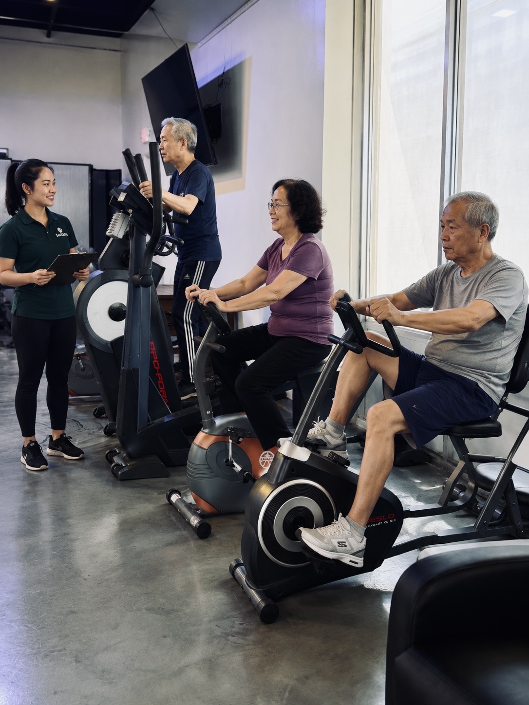 Seniors enjoying chair exercises